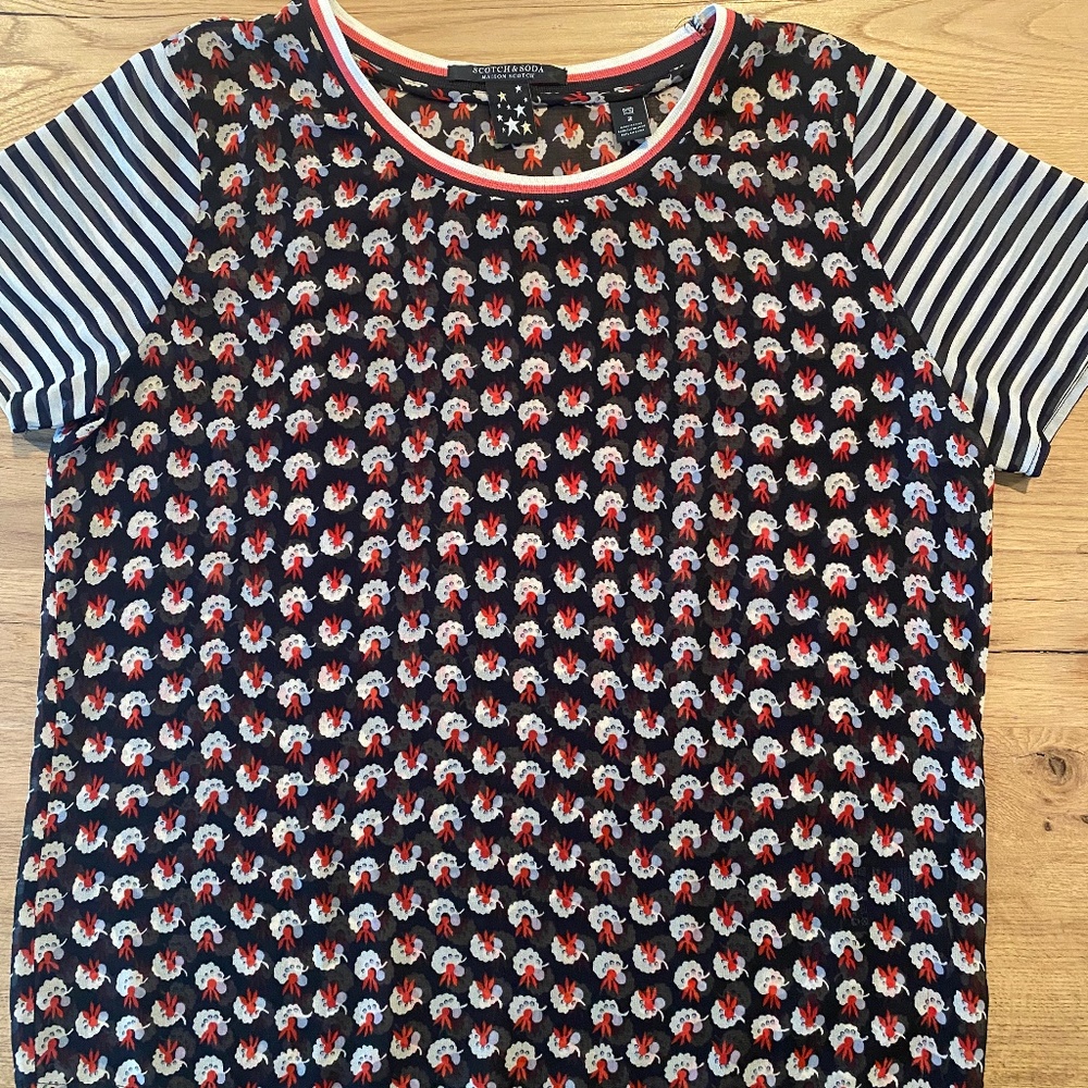 Scotch & Soda Sheer Silk Print T-Shirt